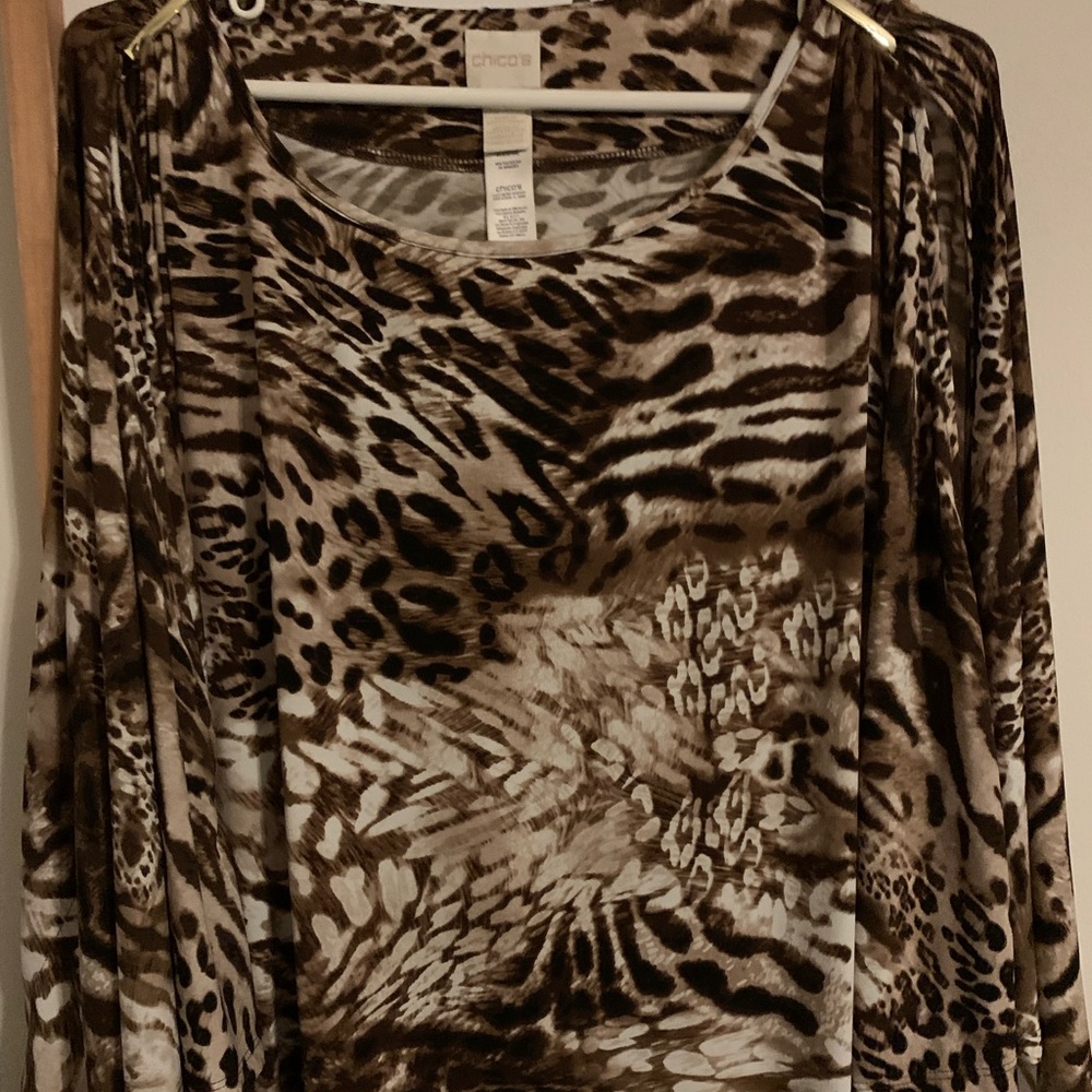 Chico’s Wild Cat Print Blouse
